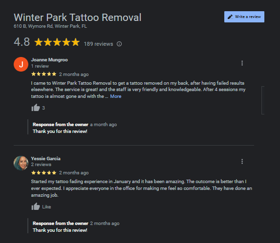 tattoo removal reviews